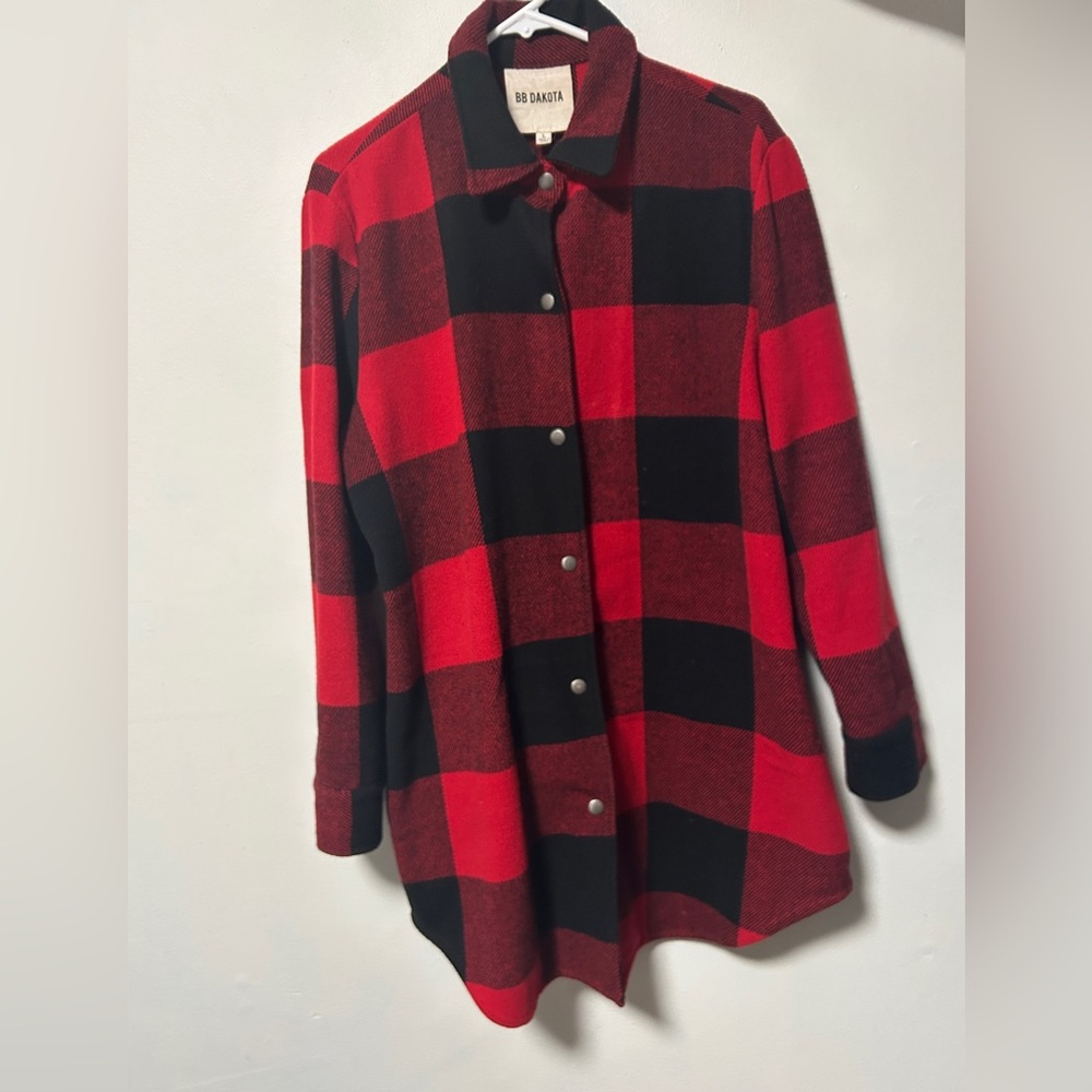 Red and Black Plaid Button-Up Shirt